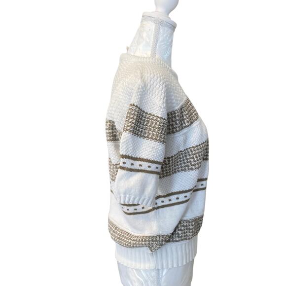 Vintage 80s Carriage Court Classic White Green Grecian Cotton Knit Top Sz Medium - Picture 14 of 16